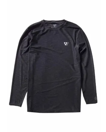 Licra de protección solar con manga larga Vissla Youth Twisted Eco LS UPF 50+ Negro Jaspeado para niño