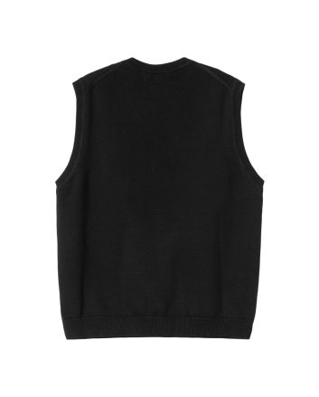 Chaleco tipo jersey Carhartt WIP Madison Vest Sweater Negro con logo blanco para hombre