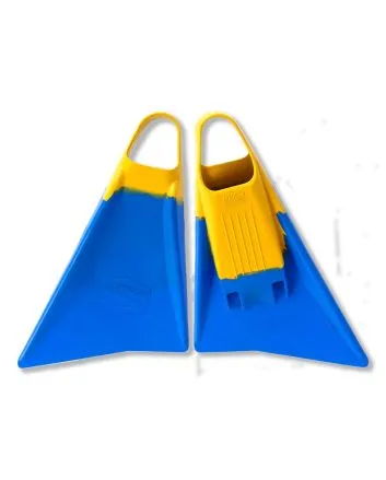 Aletas de Bodyboard Sniper Menace Swimfins azules y amarillas