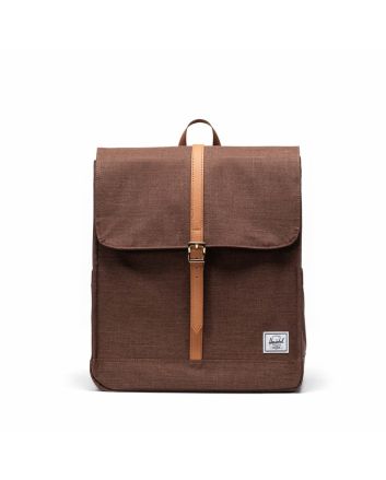 Mochila marrón jaspeada Herschel City Backpack 16L con cierre magnético y parche frontal