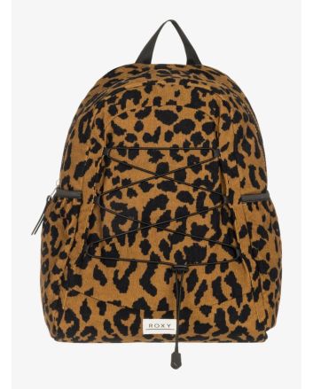 Mochila Mediana Roxy Urban Party 15,8 Litros Marrón con estampado de leopardo