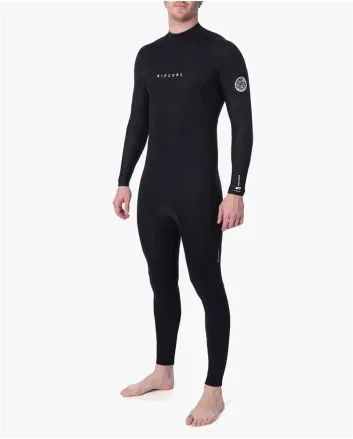 Hombre con traje de Neopreno con cremallera en la espalda Rip Curl Dawn Patrol 4/3 negro 