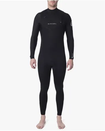 Hombre con traje de Neopreno con cremallera en el pecho Rip Curl Dawn Patrol 4/3 Chest Zip negro