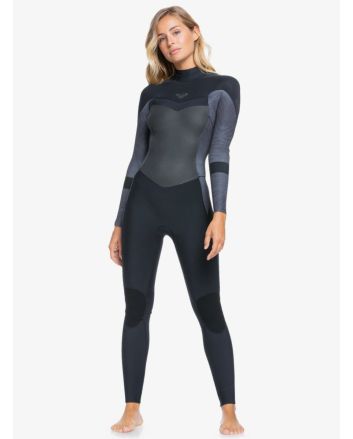 Mujer con traje de neopreno con cremallera en la espalda Roxy 5/4/3 Syncro GBS Jet Black 