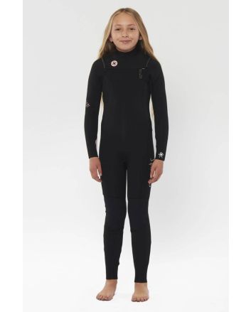 Traje de surf de neopreno Sisstrevolution Seven Seas Youth 4/3mm con cremallera en el pecho para chica en color negro