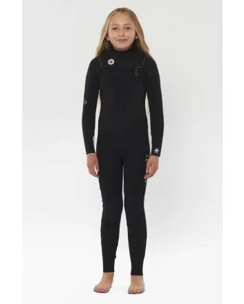 Traje de surf de neopreno Sisstrevolution Seven Seas Youth 4/3mm con cremallera en el pecho para chica en color negro