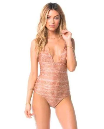 Mujer con bañador Amuse Esther Snake marrón 