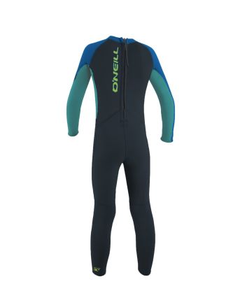 Traje de surf con cremallera en la espalda O'Neill Toddler Reactor II 2mm gris, aguamarina y azul para niños de 1 a 6 años