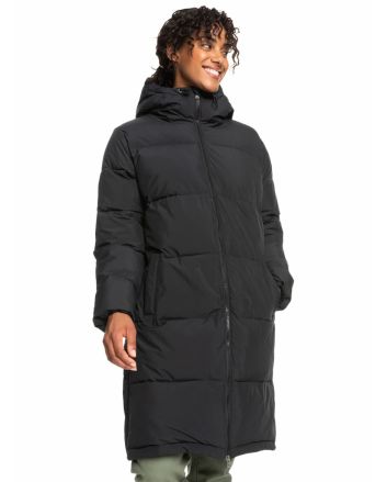 Mujer con parka acolchada con capucha Roxy Test of Time en Negro Antracita