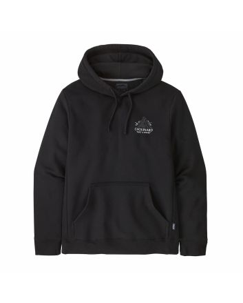 Sudadera con capucha Patagonia Chouinard Crest Uprisal negra vista trasera con gráfico de montaña