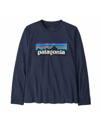 Camiseta de manga larga Patagonia Kids LS P-6 Logo azul marino para niño/a 6-16 años