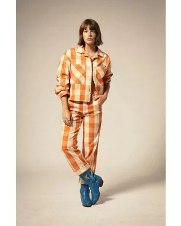 Mujer con Pantalón Brixton Bedford Pant Tangerine Gingham