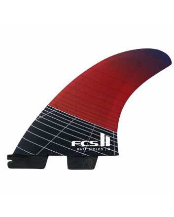 Quillas de surf FCS II Matt Biolos Performance Core Carbon Tri-Fins Rojas Talla Large