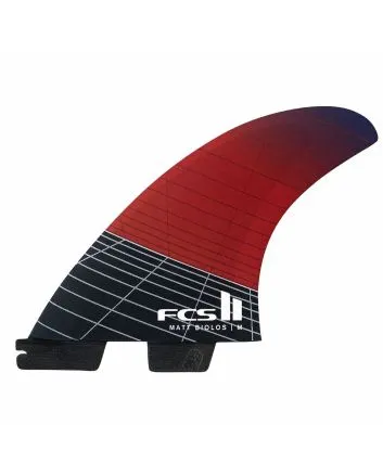 Quillas de surf FCS II Matt Biolos Performance Core Carbon Tri-Fins Rojas Talla Large