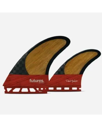 Quillas para tabla de surf Futures Rob Machado Twin Fins +1 Blackstix Bamboo Red