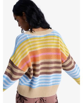 Mujer con cárdigan Roxy Cosmic Coast Stripes multicolor