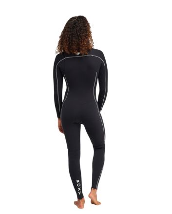 Mujer con Traje de surf Roxy 4/3 Elite Xtra Stretch con cremallera en el pecho color negro