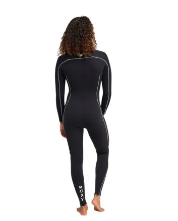 Mujer con Traje de surf Roxy 4/3 Elite Xtra Stretch con cremallera en el pecho color negro
