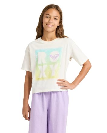 Niña con camiseta de manga corta Roxy Daisyloose Beach blanca