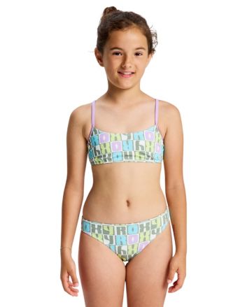 Niña con bikini bralette Roxy Letter Up Verde Oil Green