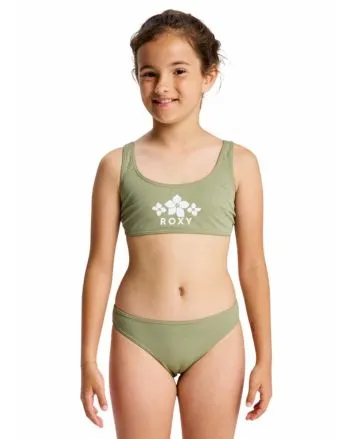 Niña con Bikini Roxy Girl Solid Active RG Oil Green