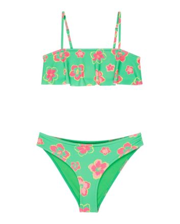 Bikini con volantes Roxy Tropicool Verde con estampado floral para niña 8-16 años