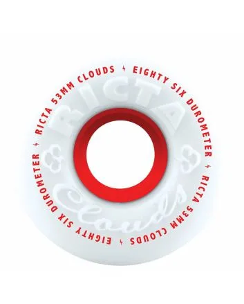 Ruedas para Skate Cruiser Ricta 53mm Clouds 86a blancas y rojas