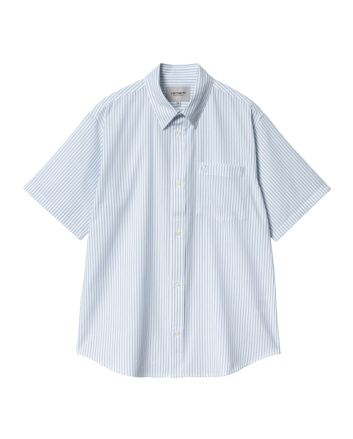 Camisa de manga corta Carhartt WIP Phelps Shirt Azul a rayas para hombre