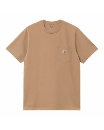 Camiseta de manga corta con bolsillo Carhartt WIP Pocket color marrón cacahuete para hombre