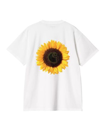 Camiseta orgánica Carhartt WIP Sunflower Blanca con estampado de girasol en la espalda para hombre