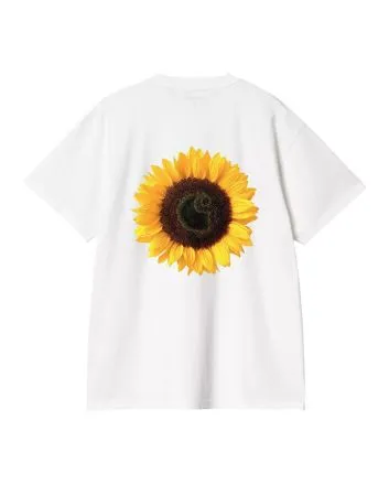 Camiseta orgánica Carhartt WIP Sunflower Blanca con estampado de girasol en la espalda para hombre
