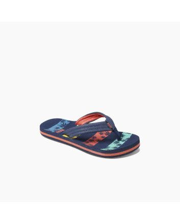 Chanclas Reef Kids Ahi Navy Palms Stripe 