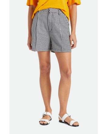 Mujer con Pantalón corto de cintura alta Brixton Victory Trouser Short negro a cuadros blancos