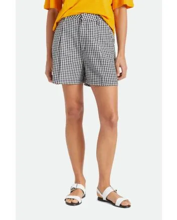 Mujer con Pantalón corto de cintura alta Brixton Victory Trouser Short negro a cuadros blancos
