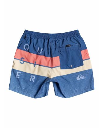 Short de natación Quiksilver Word Block Volley 15" Boy True Navy para niños de 8 a 16 años