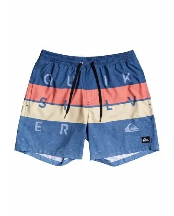 Short de natación Quiksilver Word Block Volley 15" Boy True Navy para niños de 8 a 16 años