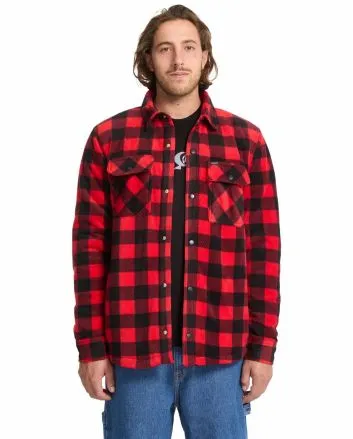 Hombre con sobrecamisa de forro polar Volcom Bowered Fleece Roja a cuadros