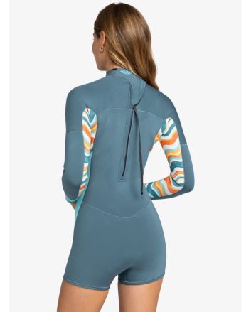 Mujer con Traje de surf de primavera con manga larga y cremallera en la espalda Roxy 2mm Swell Series Starglazer