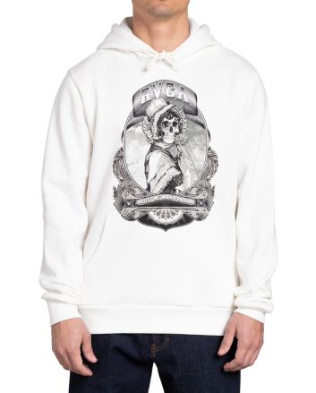 Hombre con sudadera con capucha RVCA George Thompson Skull Bonnet blanca