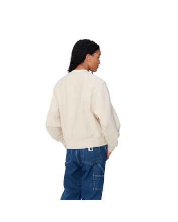 Mujer con Sudadera Carhartt WIP W' American Script Sweatshirt Moonbeam Blanca