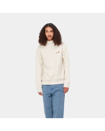 Hombre con sudadera de media cremallera American Script Sweat Natural 