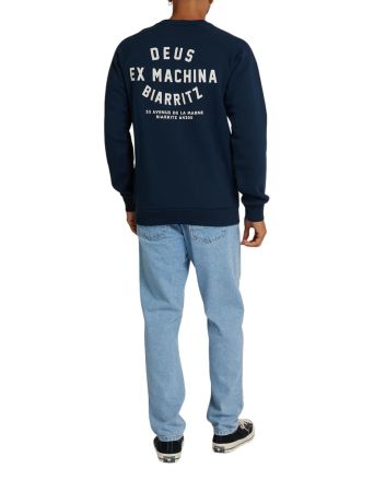 Hombre con Sudadera Deus Ex Machina Biarritz Address Crew Azul Marino 