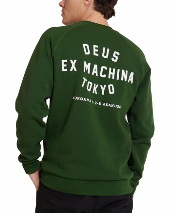 Hombre con Sudadera Deus Tokyo Address Crew Hillside Green
