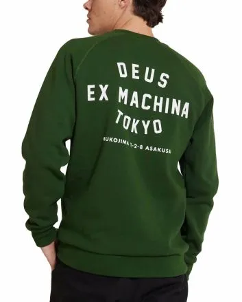 Hombre con Sudadera Deus Tokyo Address Crew Hillside Green