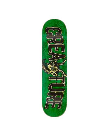 Tabla de skate Drop Out Stumps 8.00in verde con gráfico demonio y logo Creature