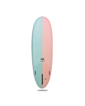 Tabla de Surf Lufi Minidisk 6'10 EPS Cotton Candy,  shape híbrido con acabado en resina tintada rosa y azul pastel