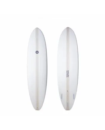 Tabla de surf Mini Mal Summer Vibes 7'6'' blanca y beige con configuración thruster