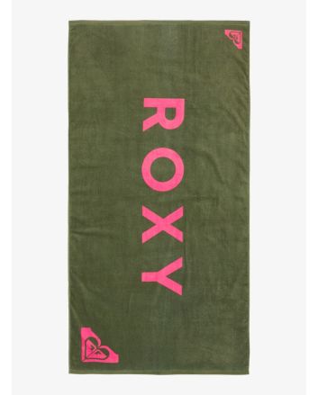 Toalla de playa Roxy Into The Sun verde con logo rosa