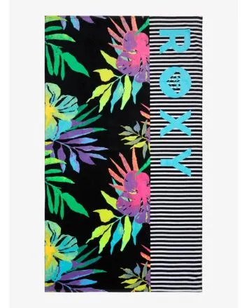Toalla de playa Roxy Rg Cold Water negra antracita con estampado tropical