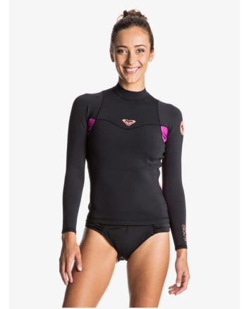Mujer con chaqueta de neopreno Roxy Syncro 1mm Wetsuit Top en negro